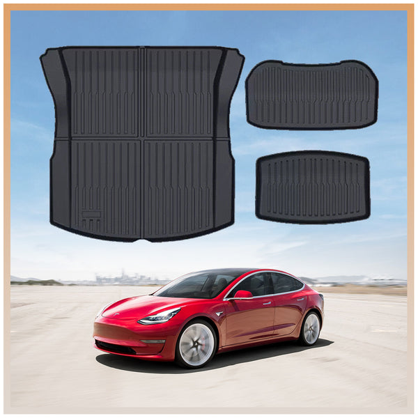 Tesla Model 3 TPE All-Weather Trunk Mats - 3PCS Set