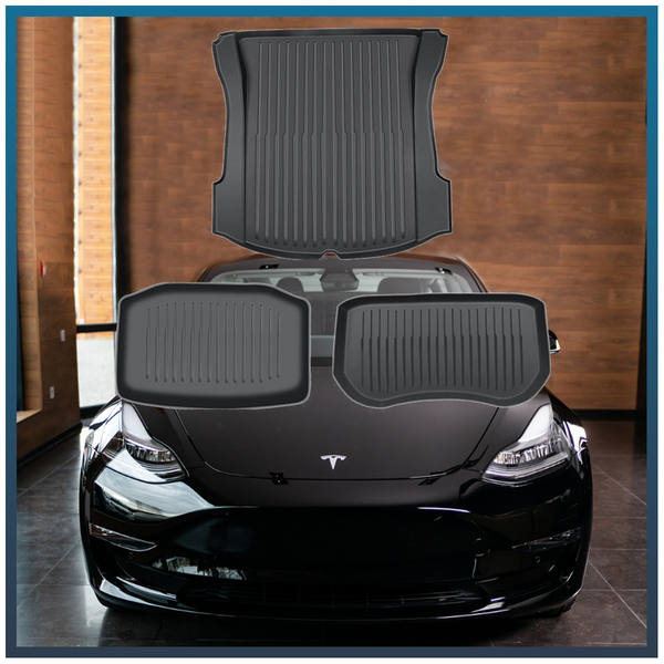 Tesla Model 3 Moulded Plastic TPE Trunk Mat 3PCS Set