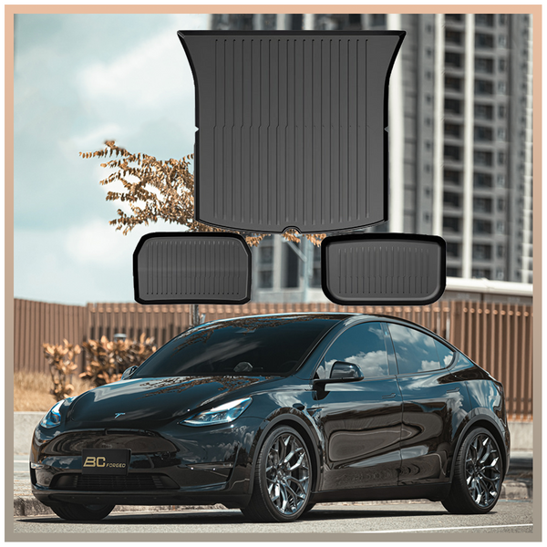 Tesla Model Y Moulded Plastic TPE Trunk Mat 3PCS Set