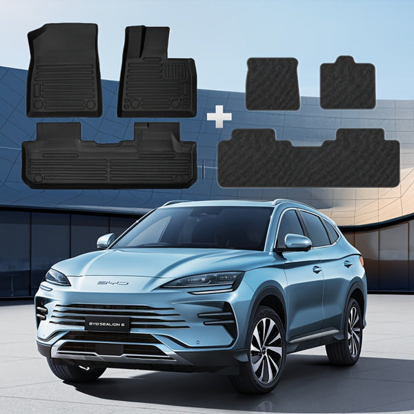 BYD Sealion 6 (2024-2025) TPE & Carpet Double-Layer All-Weather Floor Mats 6PCS Set